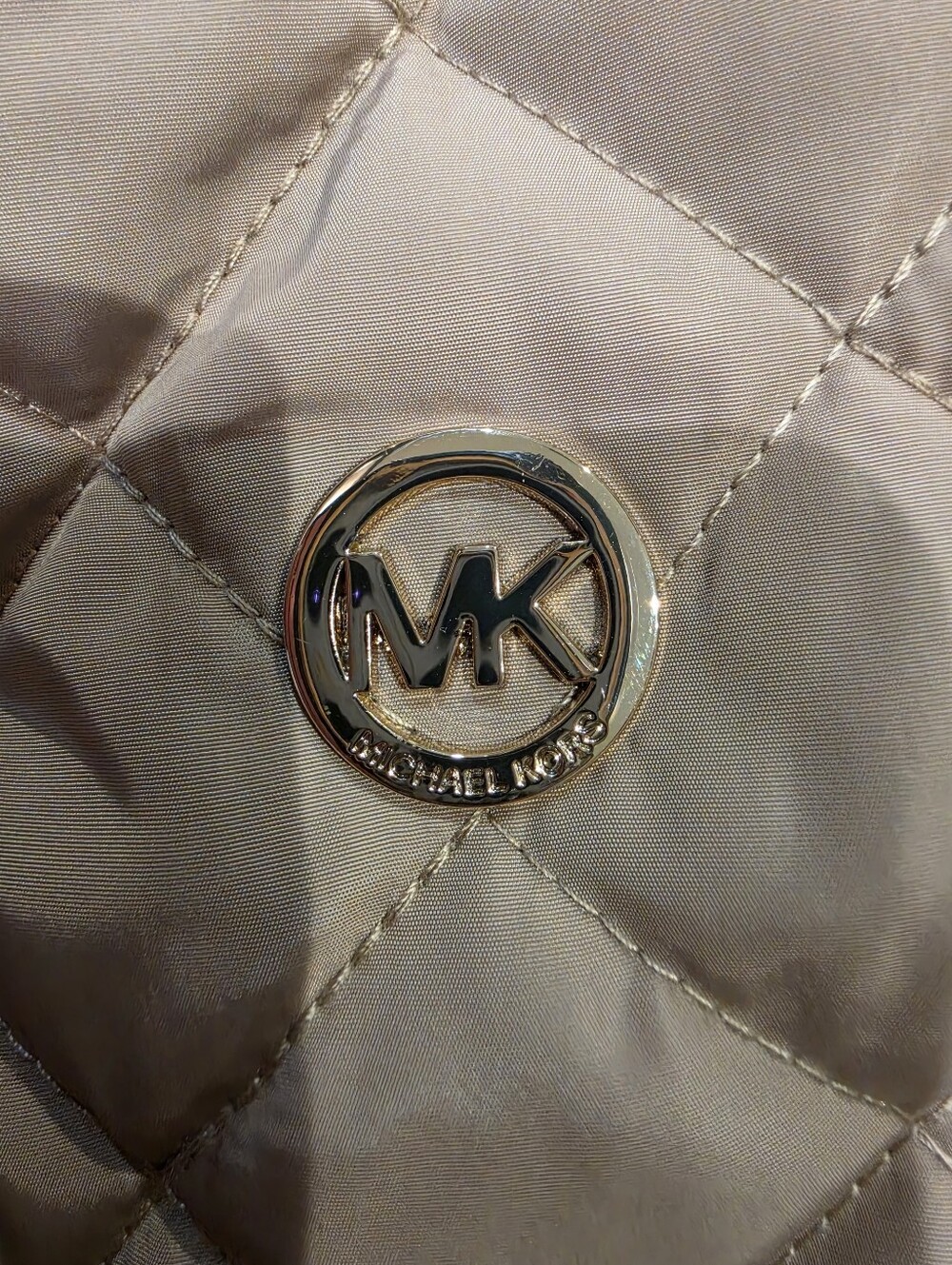 Michael Kors Quilted Puffer Jacket Women's Small Taupe Snap Zip Lightweight Coat - Picture 4 of 7